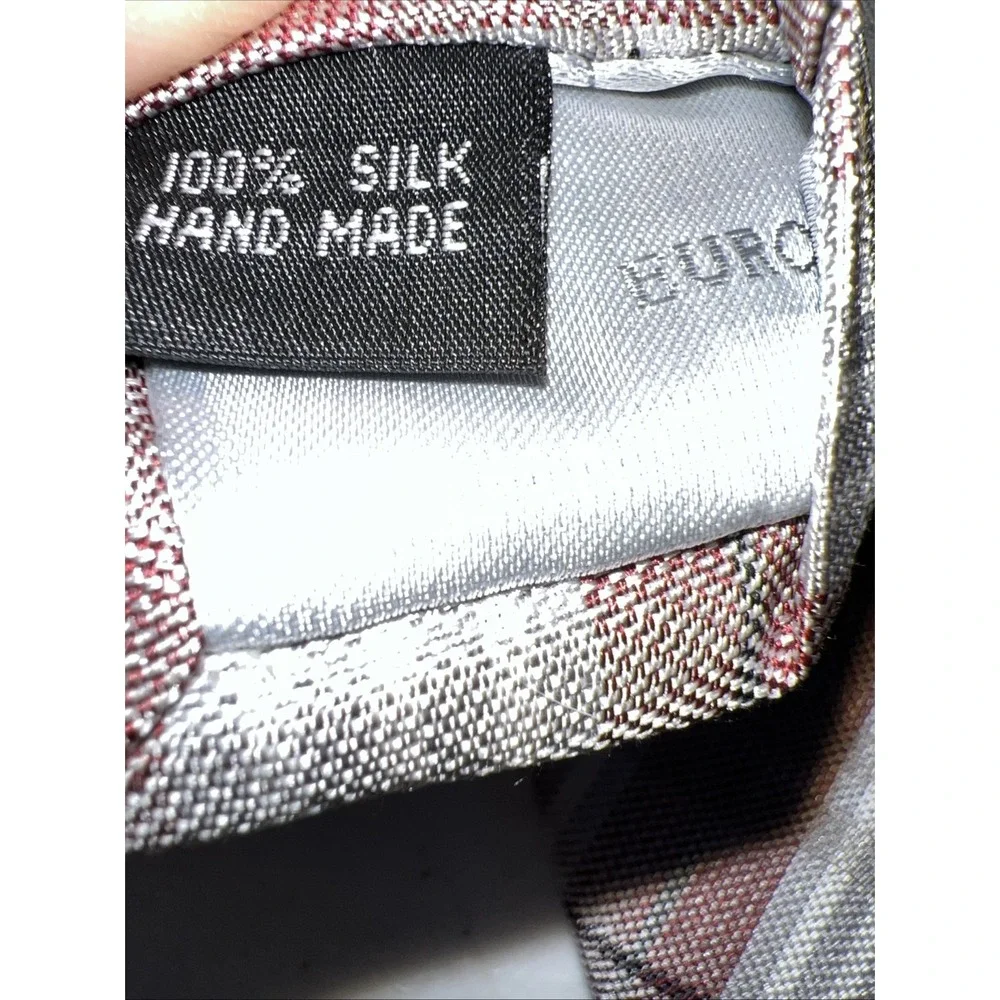 Euro Knot by Barton Como Plaid Gray Tartan 100% Silk Men's Neck Tie 3.5